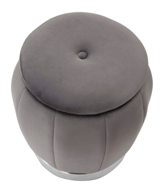 Pouf Contenitore Chic Paris Grigio/Silver Ø 43 cm