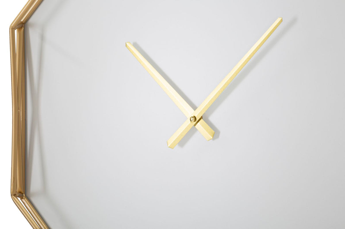 Orologio da muro ottagonale in metallo dorato 56 cm