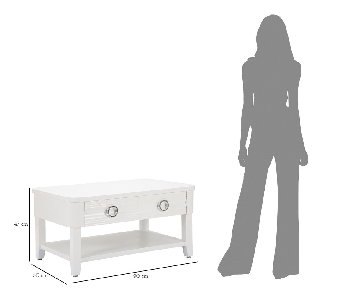 Tavolo rettangolare da caffè 90x60 cm con cassetti