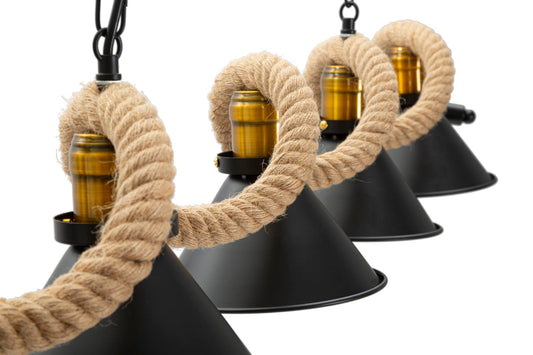 Lampadario Moderno Cup/Rope con 5 Luci 130x20x80 cm