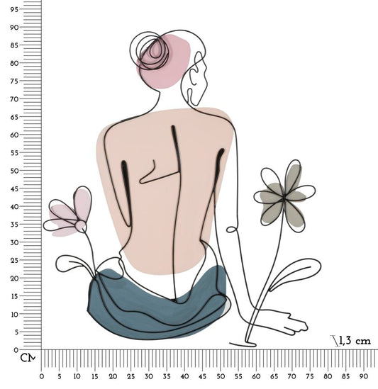 Pannello murale femminile con fiori cm 80x1,3x90