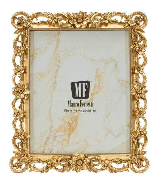 Fotocornice Mauro Ferretti dorata in stile barocco, misura interna 20x25 cm, design raffinato per arredamento di classe.