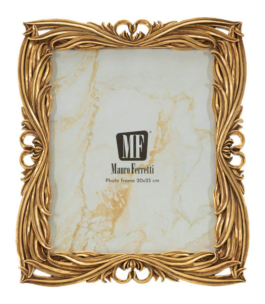 Fotocornice Baroque Mauro Ferretti 27,5x2x32,5 cm con decori dorati e apertura verticale, ideale per arredamento vintage o retrò.