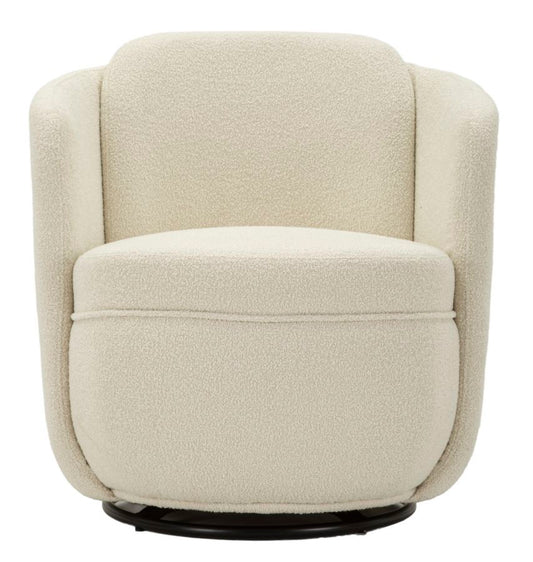 Poltrona Girevole Torino Crema vista frontale, struttura compatta e confortevole per ambienti contemporanei. Comfort e stile in uno.