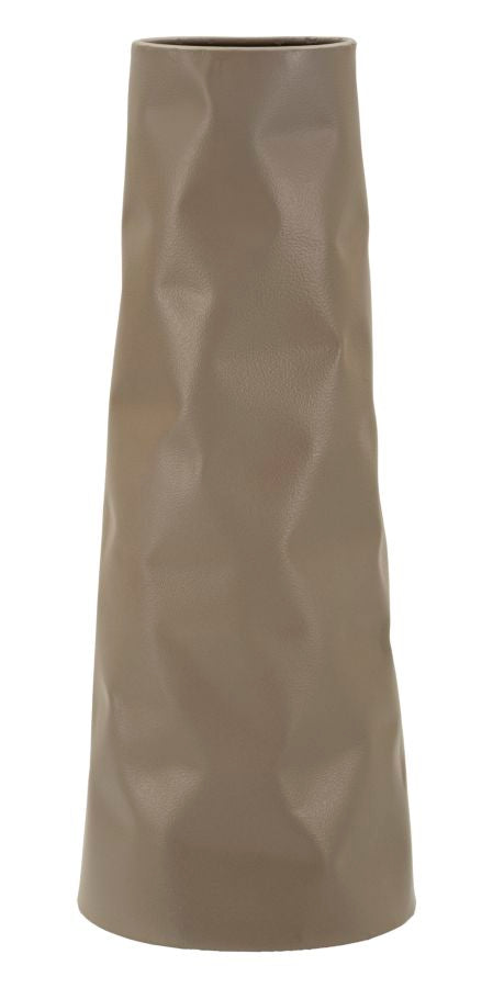 Vaso Norimberga in ferro alto 50 cm con superficie materica e apertura 11,5x8 cm, stile industriale, colore taupe, ideale per soggiorno contemporaneo