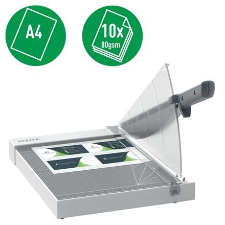 Leitz Precision Home Office A4 Taglierina per carta - Taglia fino a 10 Fogli - Formato A4 - Lama in Acciaio Rettificato di Precisione