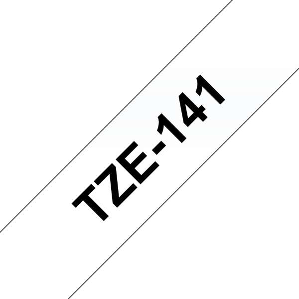 Brother TZe141 Nastro Laminato Originale per Etichette - Testo nero su fondo trasparente - Larghezza 18mm x 8 metri