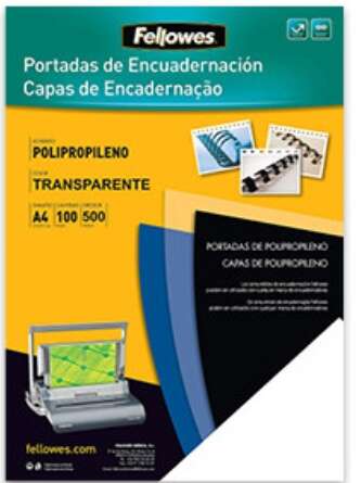 Fellowes Confezione di 100 Copertine in Polipropilene A4 - 500 Micron - Finitura di Qualità