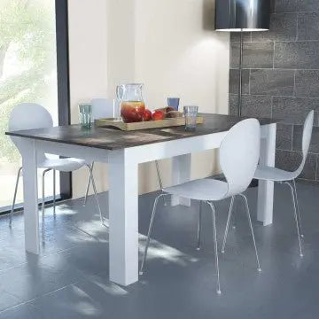 Tavolo Gemma Bianco e Grigio Scuro Effetto Cemento 160/200 x 90 x 75 h Tavoli da cucina e sala da pranzo Hobby Shop Solution