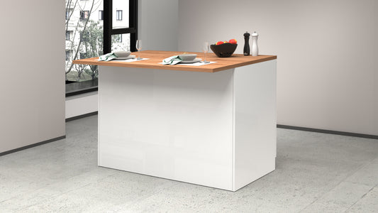 Isola Cucina SOLE 2 Ante – Bianco lucido/Rovere 125x90x90 cm, Made in Italy