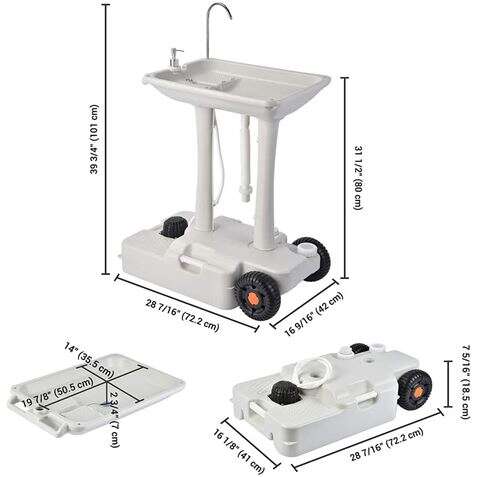 Muvip Carrello Lavabo Portatile - Capacità 30 Litri - Design di Montaggio Rapido - Include Appendiasciugamani - Colore Bianco