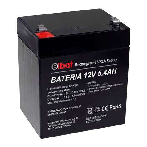 Elbat Batteria Piombo 12V 5.4Ah VRLA Agm - Dimensioni 90X70X101mm - Tecnologia Sicurezza VRLA - Colore Nero