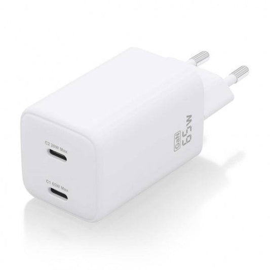 Aisens Caricatore GAN USB-C 65W - Alta Efficienza Energetica - Tecnologia AI - Protezioni Multiple - Ricarica Rapida e Sicura - Compatibile con PD3.0 e Altri Protocolli - 2 Porte USB-C
