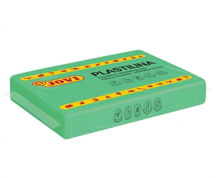 Jovi Scatola 15 Saponette di Plastilina 350gr - 100% Vegetale - Molto Modellabile - Non si Asciuga - Senza Glutine - Innocua e Non Tossica - Colore Verde
