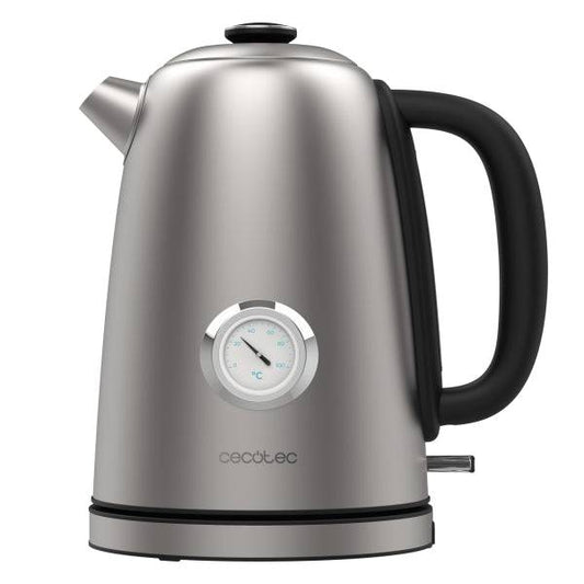Cecotec Thermosense 620 Vintage Bollitore Elettrico - Potenza 2200W - Capacità 1.7L - Acciaio Inossidabile - Termometro Analogico - Base Girevole 360° - Spegnimento Automatico