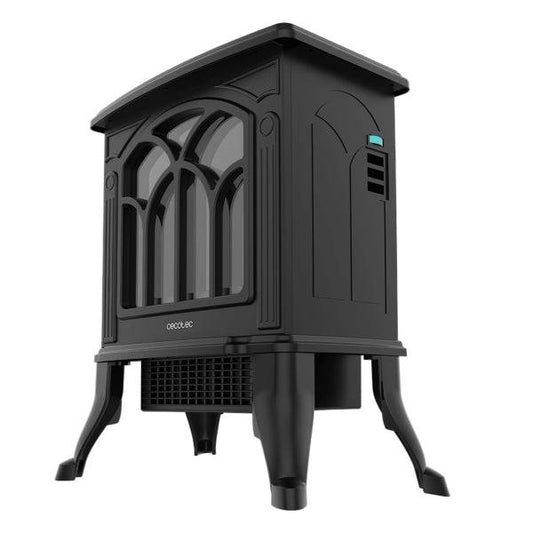 Cecotec ReadyWarm 1500 Camino Elettrico da Pavimento - Potenza di 1500W - Stanze fino a 20m2 - Termostato Regolabile - Fiamme LED Regolabili - Effetto Fuoco Realistico - Riscaldamento Rapido - Colore Nero