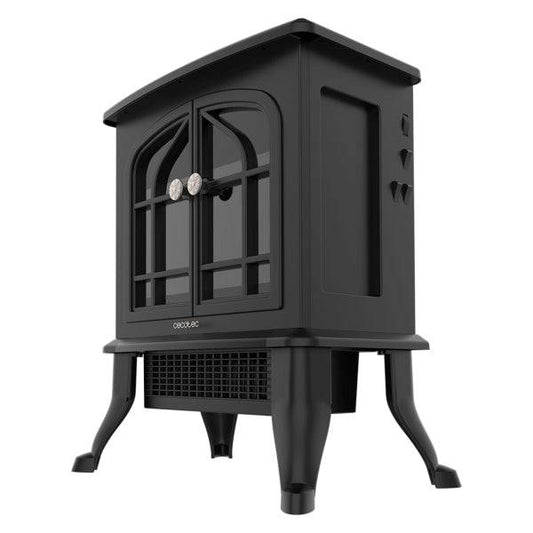 Cecotec ReadyWarm 200 Camino Elettrico a Piantana - Potenza 2000W - Per Stanze fino a 25m2 - Termostato Regolabile - Fiamme LED Regolabili - Effetto Fuoco Realistico - Riscaldamento Rapido - Colore Nero