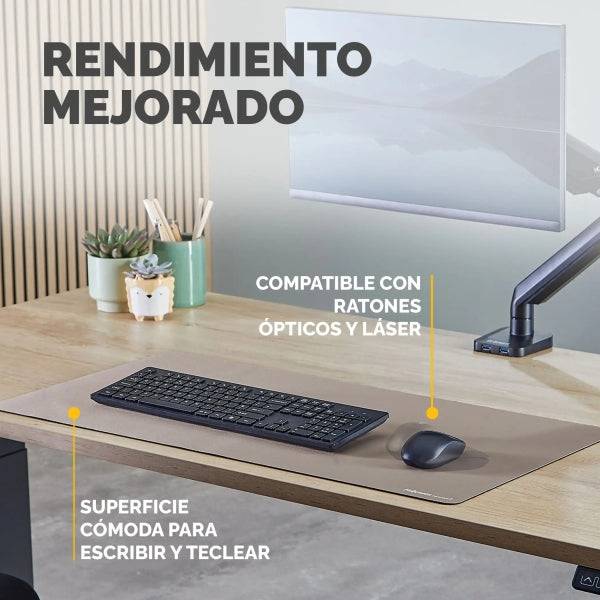 Fellowes Breyta Tappetino da Scrivania - Antiscivolo - Protezione Antimicrobica - Antiriflesso - Realizzato con Materiale Riciclato - 40x80x0.25cm - Colore Beige Sabbia