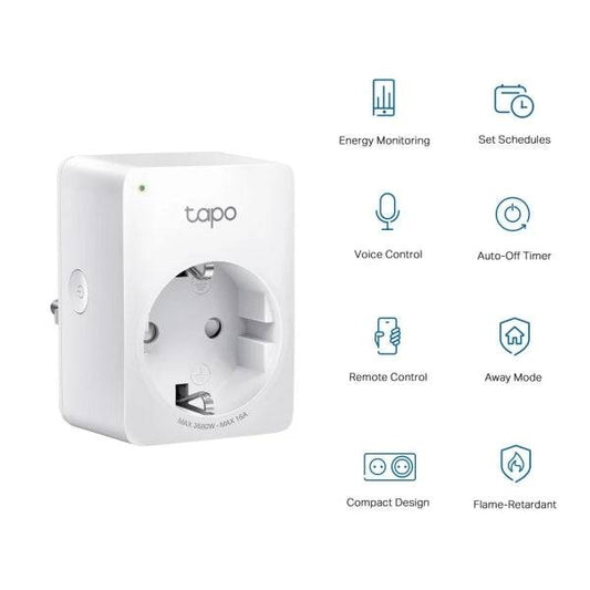 TP-Link Tapo P110 Confezione 2 Prese Intelligenti - WiFi - Spegnimento Automatico - Monitoraggio Energia e Consumo - Modalità Assenza - Controllo con App e Assistenti Virtuali - Colore Bianco