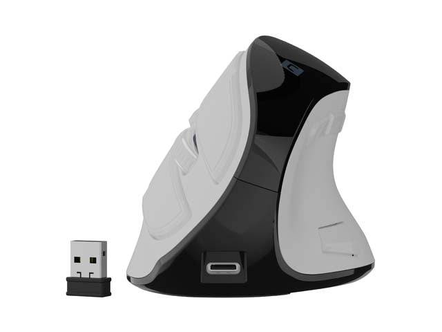 Natec Euphonie Pro Mouse Ottico Verticale Wireless - 2.400 dpi - Bluetooth + 2,4Ghz - 9 Pulsanti - Colore Bianco