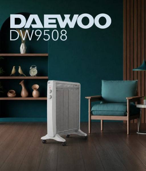 Daewoo DW9508 Radiatore a Mica - Potenza 2000W - Termostato Regolabile - 2 Livelli di Potenza - Ruote - Maniglia di Trasporto