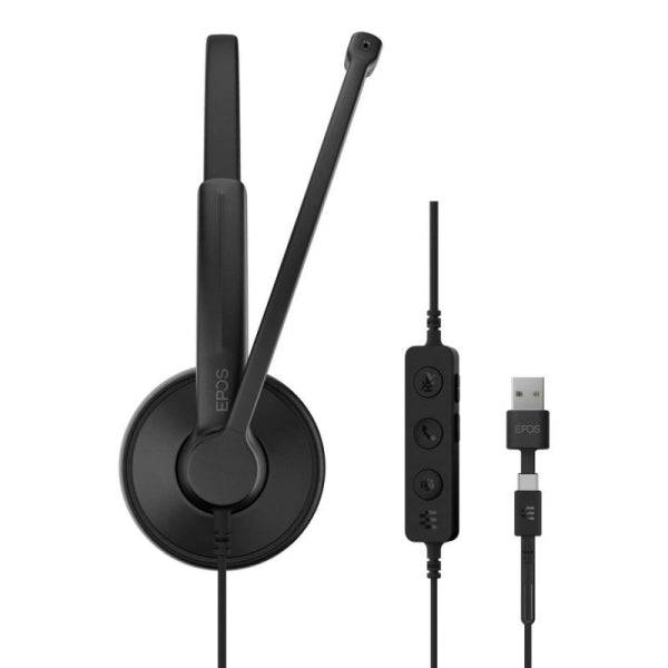 Epos Impact 100 UC USB Cuffia Stereo con Microfono - Cancellazione del Rumore - Cavo 2m - USB-C, USB-A - Colore Nero