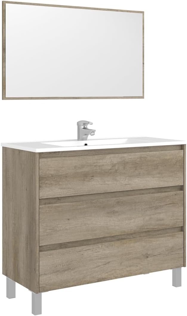 Mobile Bagno Dakota 100x45x86h con 3 Cassetti in Rovere Alaska Componenti di arredo bagno Hobby Shop Solution