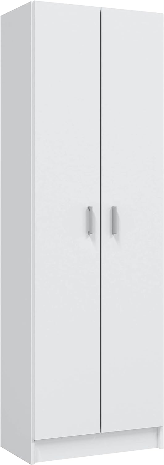 Armadio bianco a 2 ante con maniglie moderne, design minimalista e versatile. Perfetto per organizzare spazi in casa o ufficio.