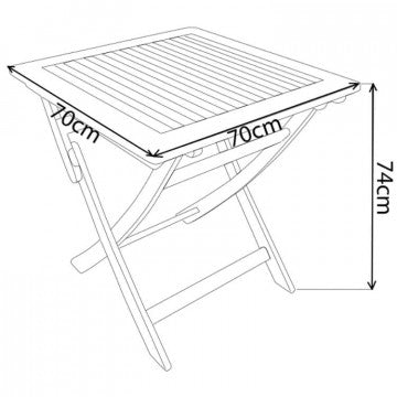 Tavolino pieghevole in legno di acacia massiccio con superficie 70x70 cm, altezza 74 cm, design pratico e versatile per giardino