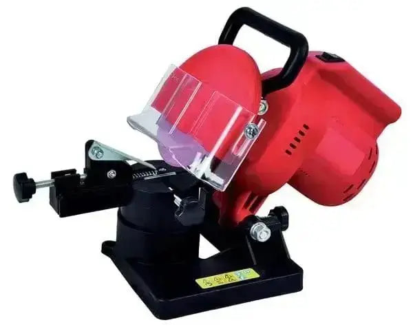 Affilacatene elettrico 220W con disco da 100x10x3,2mm, ideale per affilare catene da taglio in ambito domestico e professionale.