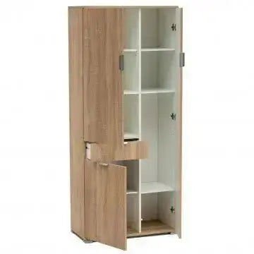 Armadio Color Naturale con 3 Ante e 1 Cassetto, cm 75x38x174 Armadi Hobby Shop Solution