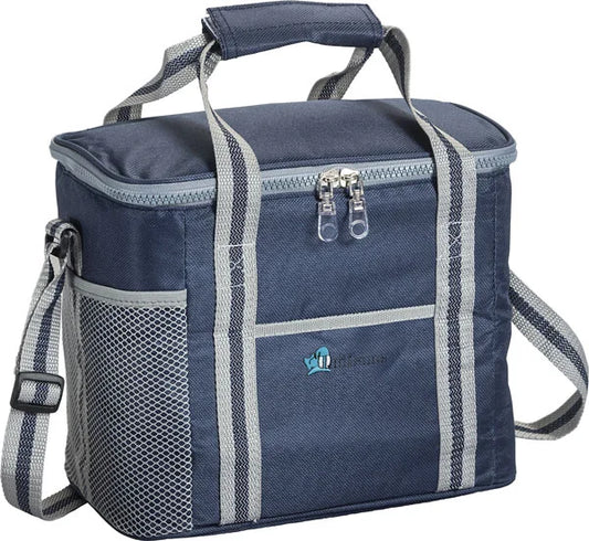 Borsa termica Ocean 27L blu navy con dettagli grigi, perfetta per conservare cibi e bevande freschi. Modello resistente e funzionale.