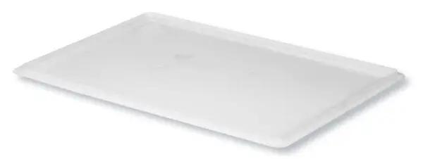 Coperchio bianco in PP per cassette accatastabili 60x40 cm, compatibile con art. 4407, 4410, 4413. Ideale per stoccaggio e trasporto alimenti.