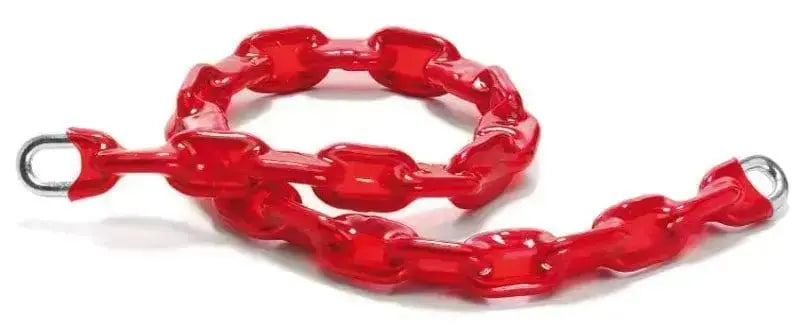 Catena sicurezza tonda mm.7,5x60cm in acciaio cementato zincocromato con guaina termoretratta rossa antigraffio, ideale per bici e moto.