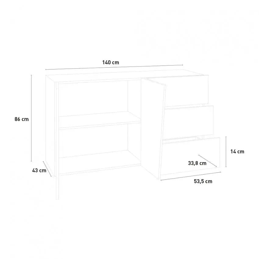 Credenza Moderna VEGA con 2 Ante Battenti e 3 Cassetti da 140 in Ardesia Credenze Italy Web forniture