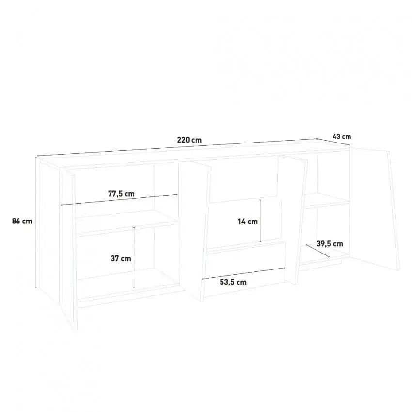 Credenza Moderna VEGA: 4 Ante Battenti e 3 Cassetti Ardesia Credenze Italy Web forniture