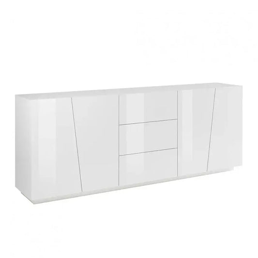 Credenza moderna VEGA con 4 ante battente e 3 cassetti in bianco lucido Credenze Italy Web forniture
