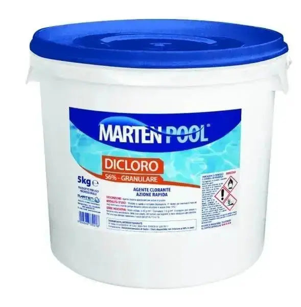 Dicloro 56% granul.kg.5(pool002) Detergenti e soluzioni piscine MARTEN