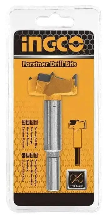 Fresa da 25 e 35mm Ingco con lama TCT per fori precisi su legno, confezione blister per accessori frese professionali.