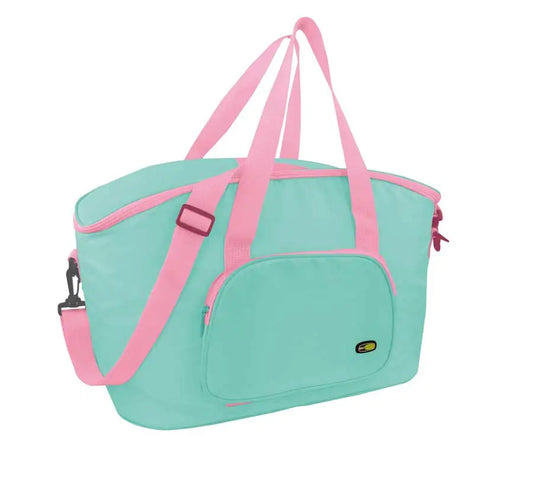 Borsa termica Tulipano da picnic in tessuto rosa con manici e tracolla regolabile rosa, perfetta per picnic e attività outdoor, SKU: GIO-2305466