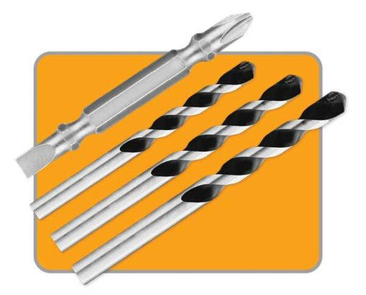 Set di punte per trapano compatibili con il trapano a percussione 20V Compact Brushless, ideale per forature su diversi materiali.