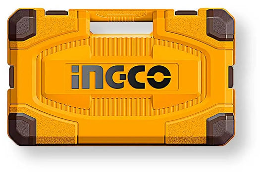 Valigetta gialla robusta con manico, marca Ingco, per trasporto e conservazione degli utensili e accessori del set professionale