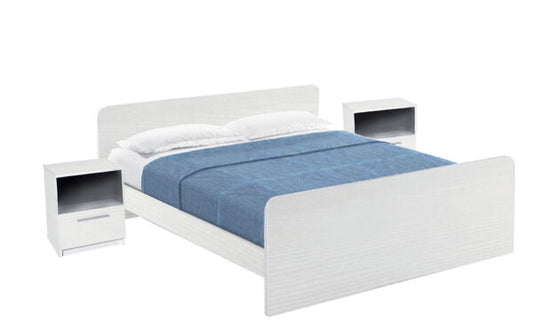 Set Letto Matrimoniale Derby con Comodini in Due Varianti Letti Hobby Shop Solution BIANCO ALPES
