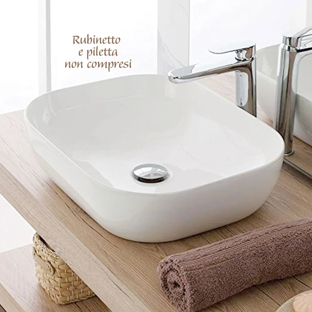 Lavabo da appoggio Praga – Ciotola in ceramica bianca, 45,5x32,5 cm