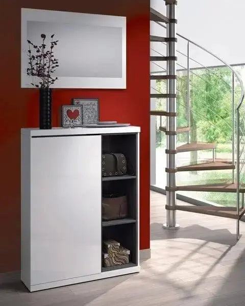 MOBILE INGRESSO CON SPECCHIO BIANCO Scarpiere e organizer per scarpe FORES