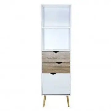 Mobile Sheldon: Legno Bianco e Naturale, cm 50x39x171 Buffet e credenze Hobby Shop Solution