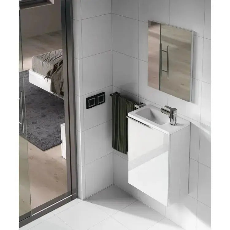 Mobile bagno con lavabo cm.40x22x58h 1anta con sportello laccato bianco Set di mobili per bagno Hobby Shop Solution