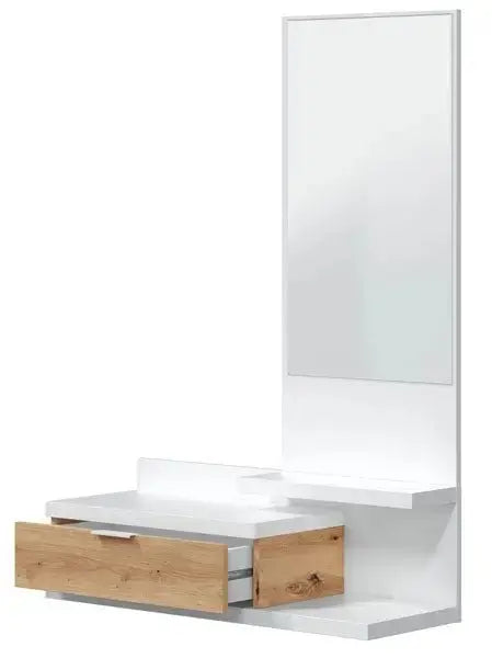 Mobile ingresso sospeso con specchio rovere nodi-bianco Cassapanche e panche per ingressi Hobby Shop Solution