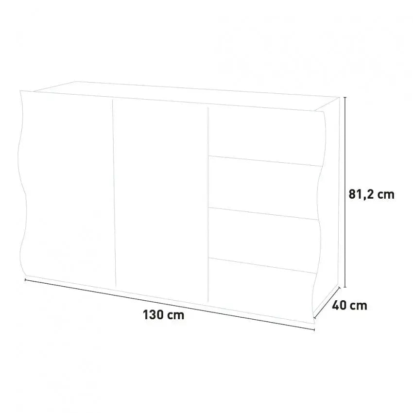 Mobile Moderno Multiuso 2 Anta 4 Cassetti Onda Bianco Lucido Mobili Italy Web forniture