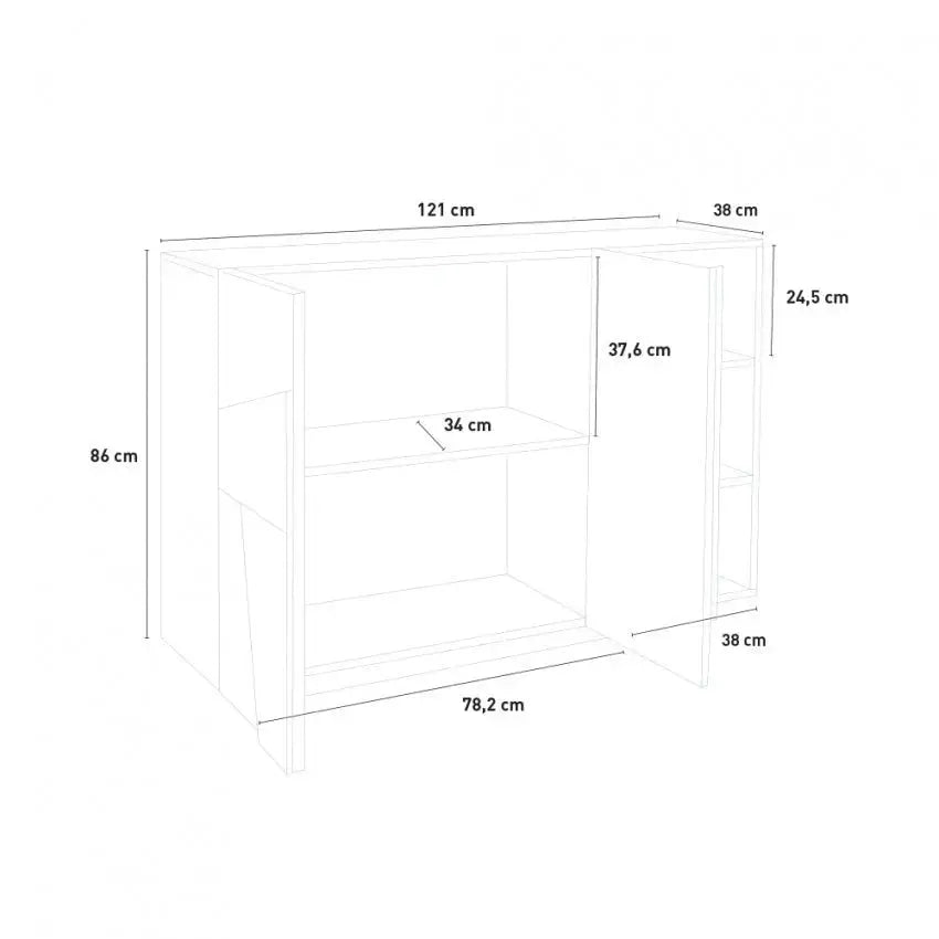 Ping - Mobile multiuso con 2 ante battenti e 3 vani giorno, colore bianco lucido Mobili Italy Web forniture